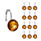 Sunlit Round Rhinestone Shower Curtain Hooks with Glide Balls, 12 Pack