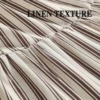 Farmhouse Shower Curtain Ruffle Linen Cream-Brown Stripe 72"W x 84"L
