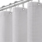 White Waffle Weave Shower Curtain 258GSM Heavyweight Cotton Fabric 72Wx72L