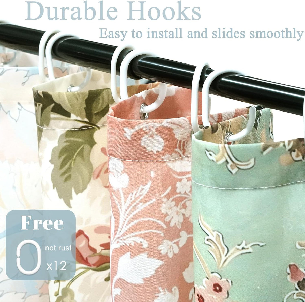 Shower Curtains for Bathroom, Boho Shower Curtain, Vintage Boho Pink Floral Bathroom Decor Bath Curtain, Mid Century Waterproof Retro Farmhouse Patchwork Floral Shower Curtain, 72 X 72 Inches