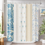 AmazerBath Shower Curtain, Washable Cloth Black Shower Curtain Sets with 12 Shower Curtain Hooks, Fabric Rustic Black and White Striped Curtain, Farmhouse Bathroom Curtains, 72x72 Inches