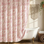 Farmhouse Sage Green Floral Shower Curtain with 12 Clear Rings 72"W x 72"L
