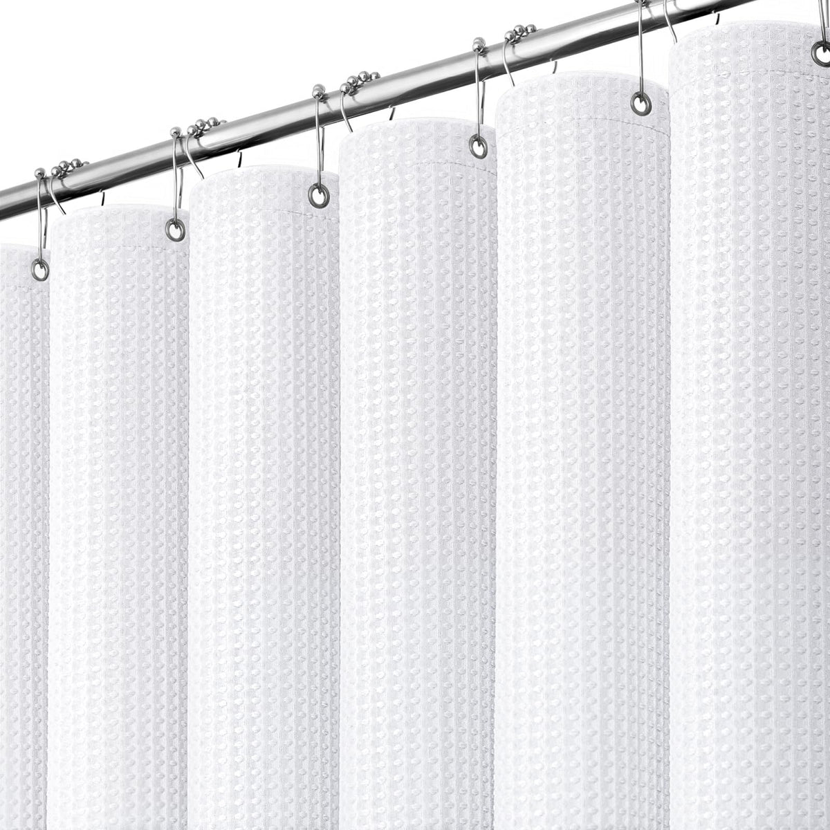 Dynamene Waffle Shower Curtain 256 GSM Heavy Duty Fabric 72x72 Beige/Khaki