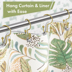 Amazer Gold Shower Curtain Hooks, 12PCS Minimalist Simple Double Shower Curtain Rings, Rust-Resistant Metal Shower Hooks Shower Curtain Hangers, Shower Rings for Bathroom Shower Rods Curtains
