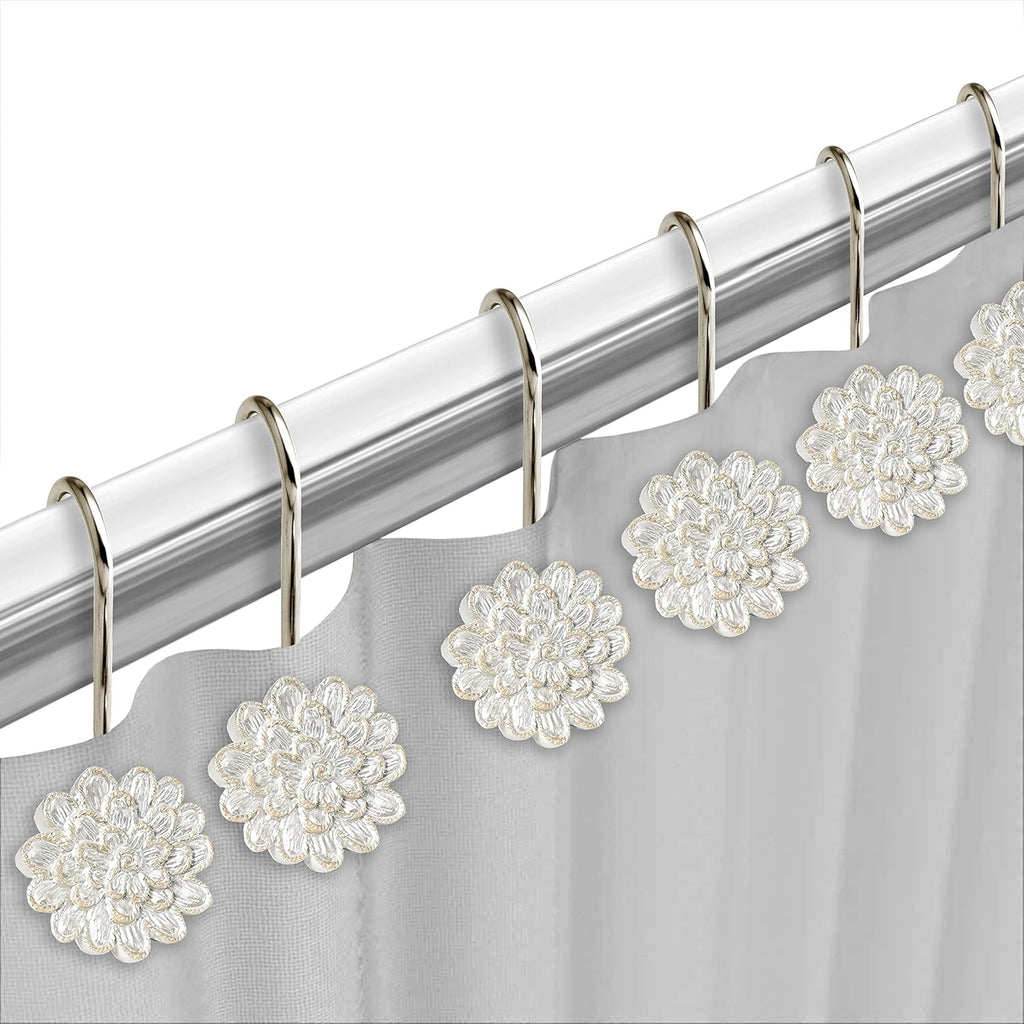 Zahari Home Rose Vine Shower Hooks Set - Curtain Rings with Unique Design - 12 Resin Hooks for Customizing Your Shower Space