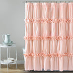 Homechoice Decor Camel Ruffle Shower Curtain 72" W x 72" H