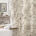 Farmhouse Floral Vintage Shower Curtain for Bathroom, Black and Tan Taupe