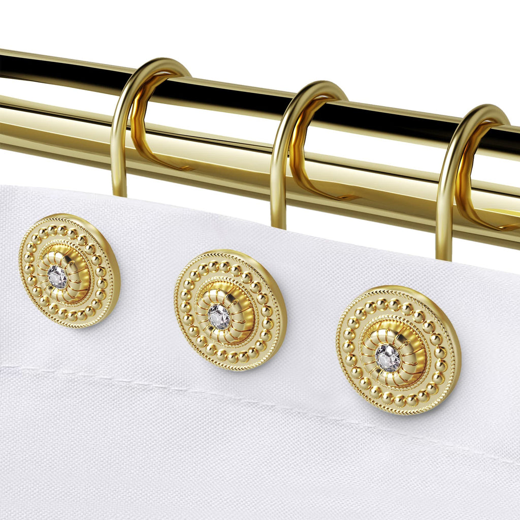 Black Shower Curtain Hooks, Rust Proof Decorative Shower Curtain Rings for Bathroom, Shower Curtain Hooks for Shower Liner, 12Pcs