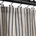 Farmhouse Striped Shower Curtain - 72x84 Inches, Linen Blend Fabric, Breathable & Machine Washable, Rustic Black for Bathroom Decor (Hooks/Liner Not Included)