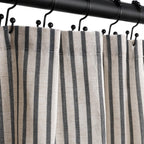 Farmhouse Striped Shower Curtain - 72x84 Inches, Linen Blend Fabric, Breathable & Machine Washable, Rustic Black for Bathroom Decor (Hooks/Liner Not Included)