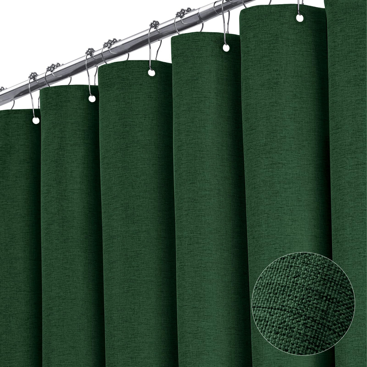 BTTN Beige Linen Textured Waterproof Cloth Shower Curtain Set, 72x72, Cream