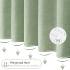 Seenus Natural Sage Green Linen Look Fabric Shower Curtain, Heavy Duty Faux Linen Textured Shower Curtain Water-Resistant, 72 x 72 Inch Soothing Forest Green Farmhouse Bathroom Decor Shower Curtains