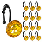 Sunlit Round Rhinestone Shower Curtain Hooks with Glide Balls, 12 Pack