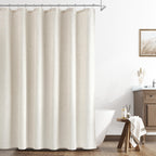 Naturoom Linen Shower Curtain 72 Inch Long for Bathroom Beige 1 Panel