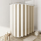 Naturoom Linen Shower Curtain 72 Inch Long for Bathroom Beige 1 Panel