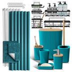 Clara Clark Black Bathroom Set, Shower Curtain Set, Bathroom Accessory Set