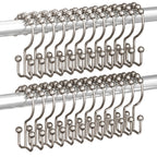 Titanker Shower Curtain Hooks Rings, Rust Resistant Metal Double Glide Shower Hooks for Bathroom Shower Rods Curtains, Set of 12 Hooks - White