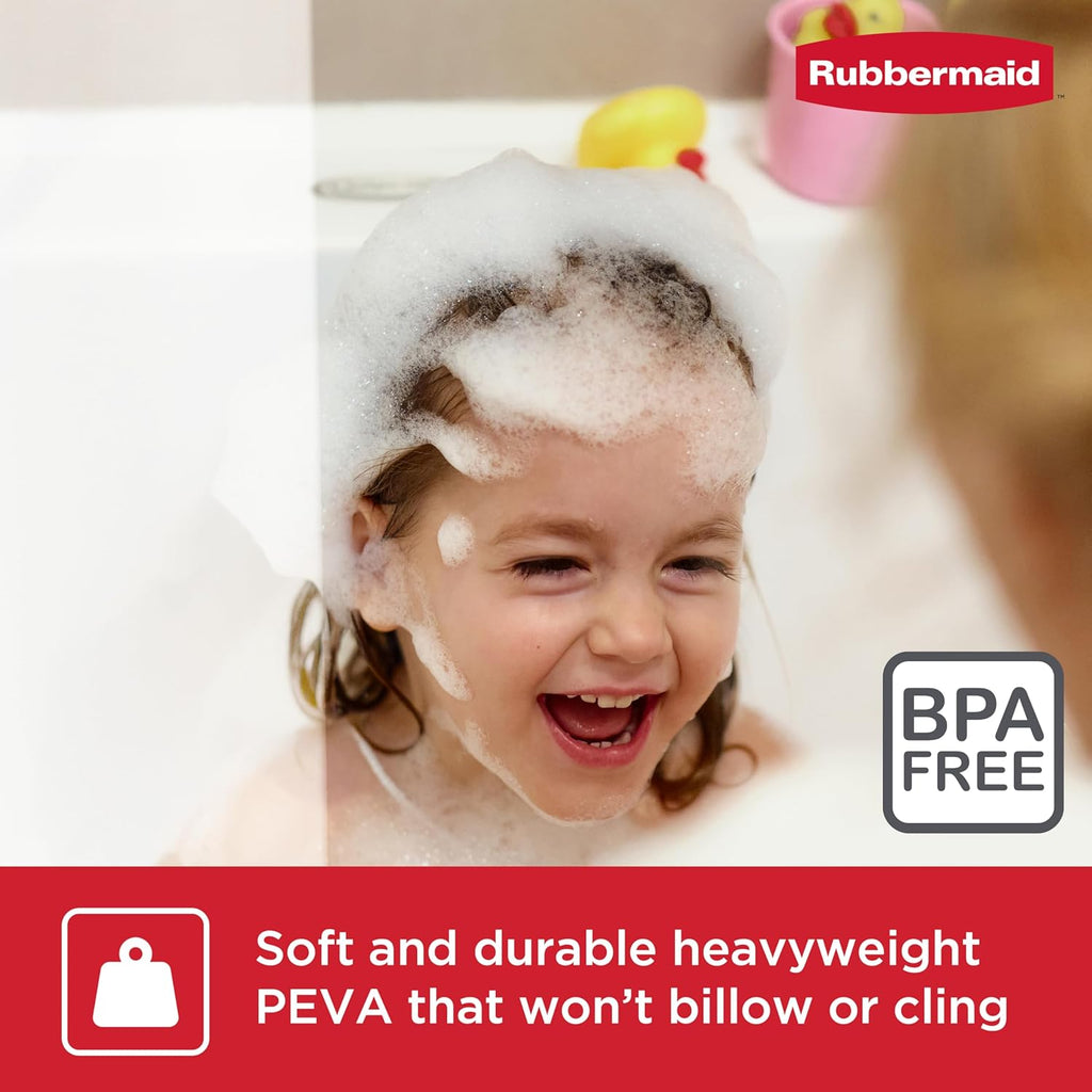 Rubbermaid Frosty Shower Curtain Liner, Waterproof Heavyweight 8g PEVA Shower Liner for Bathroom, with Weighted Magnets and Rustproof Charcoal Gray Grommets, 70x72, Standard Size, Frosty