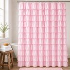 White Ruffle Shower Curtain for Bathroom,72 x 72 Inches, Farmhouse Style