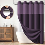 BTTN Cream Ringless Linen Textured Shower Curtain with Snap in Liner, 72x75