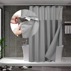 N&Y HOME Stall Waffle Weave Shower Curtain with Snap-in Liner White 36x72