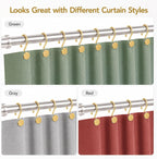 Gold Shower Curtain Hooks, 12 Pack S-Shaped Iron Rings for Bathroom Curtains and Liners, Decorative Metal Shower Hooks for Grommet Curtains, Easy Hanging
