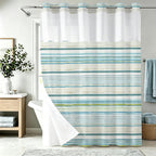 Nautical Green Sea Turtles Beach Theme Fabric Shower Curtain Sets Bathroom Blue Ocean Decor with Grommets and Hooks - 72 x 72 Inch Teal