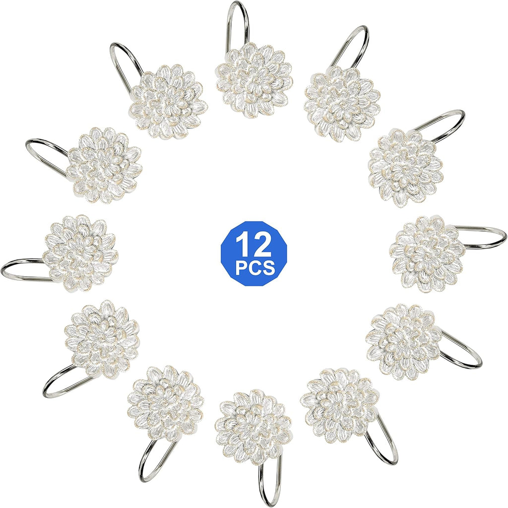 Zahari Home Rose Vine Shower Hooks Set - Curtain Rings with Unique Design - 12 Resin Hooks for Customizing Your Shower Space