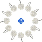 Zahari Home Rose Vine Shower Hooks Set - Curtain Rings with Unique Design - 12 Resin Hooks for Customizing Your Shower Space