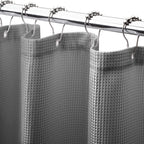 AmazerBath Short Shower Curtain 72x65 Inches, White Shower Curtain Waffle Textured, Heavy Duty 240GSM, Fabric Shower Curtain, Hotel Quality Bathroom Shower Curtains, Thick and Heavy