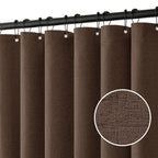 MIULEE 72 x 90 Extra Long Linen Shower Curtain Cream Beige 12 Metal Hooks