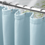 AmazerBath Short Shower Curtain 72x65 Inches, White Shower Curtain Waffle Textured, Heavy Duty 240GSM, Fabric Shower Curtain, Hotel Quality Bathroom Shower Curtains, Thick and Heavy