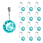 Sunlit Round Rhinestone Shower Curtain Hooks with Glide Balls, 12 Pack