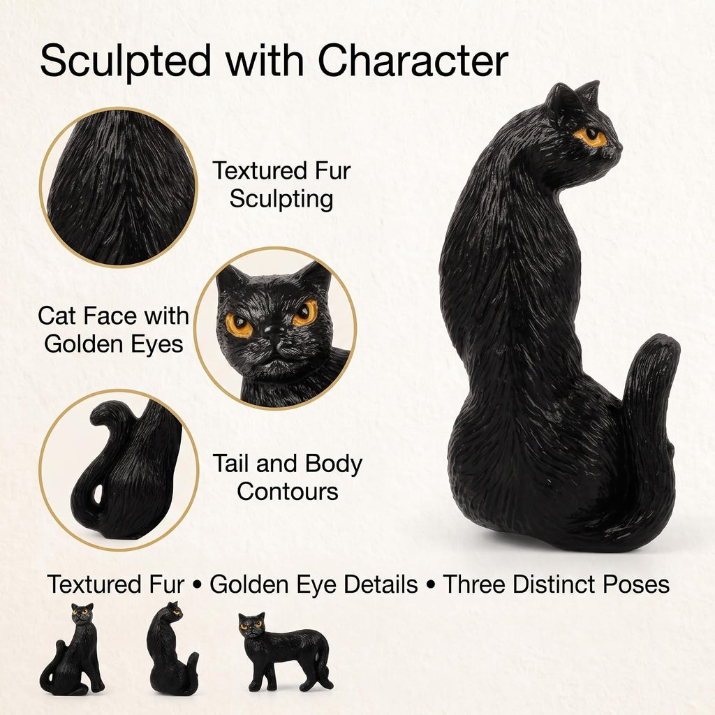 Black Cat Shower Curtain Hooks Set of 12, Decorative Resin Shower Rings