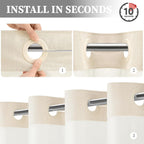 BTTN Cream Ringless Linen Textured Shower Curtain with Snap in Liner, 72x75