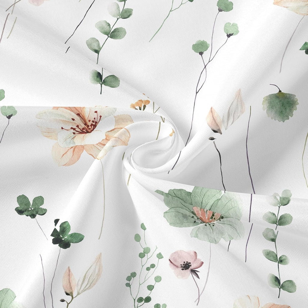 Gibelle 3 in 1 Sage Green Watercolor Floral Shower Curtain Liner Set, 72x72
