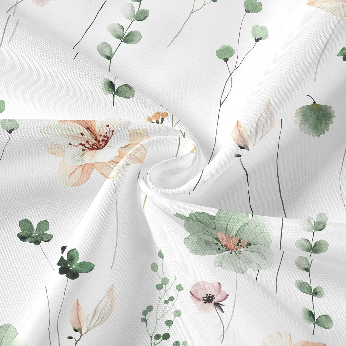 Gibelle 3 in 1 Sage Green Watercolor Floral Shower Curtain Liner Set, 72x72