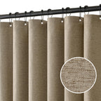 MIULEE 72 x 90 Extra Long Linen Shower Curtain Cream Beige 12 Metal Hooks