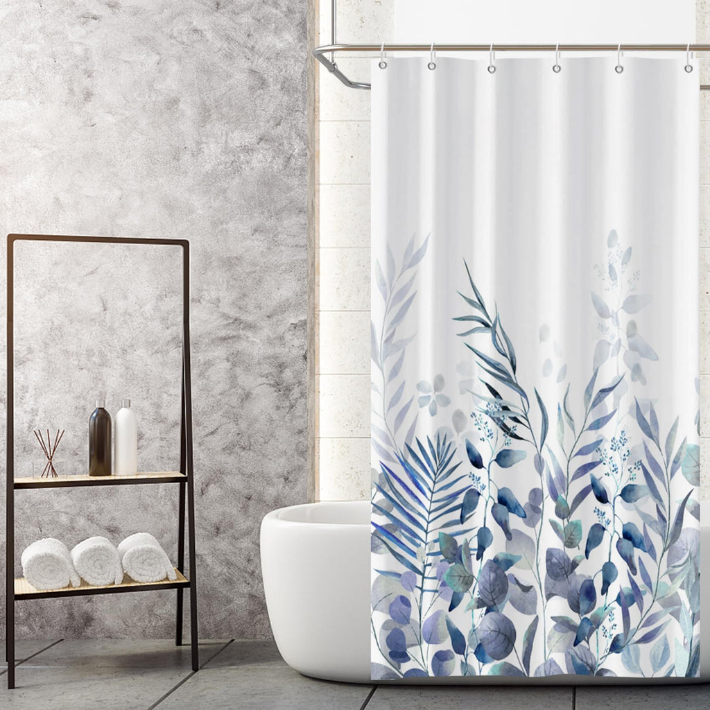 AWERT Blue Marble Shower Curtain - Waterproof for Bathroom Decor, Printed Washable With Hooks, 72x72 Inch