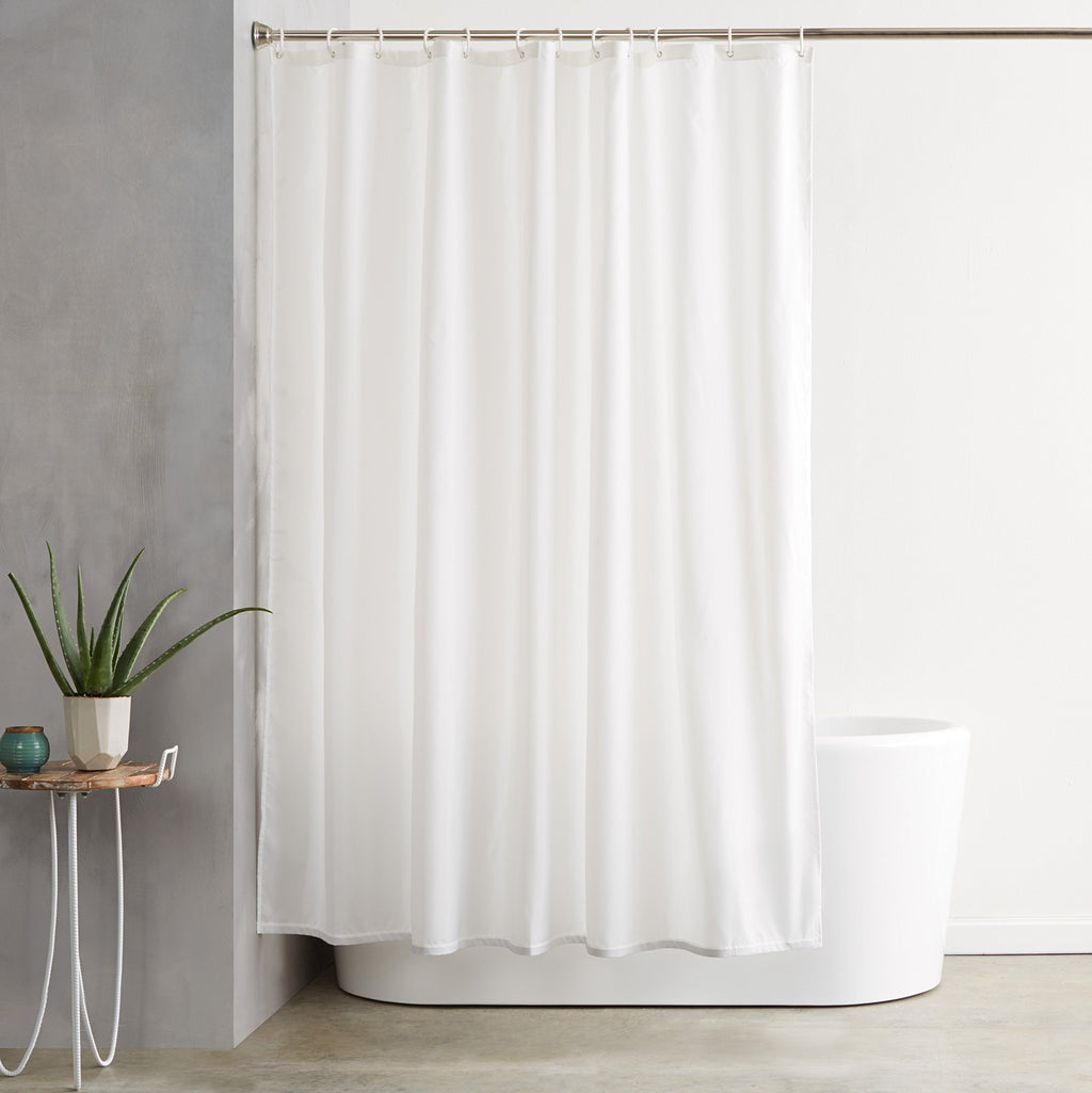 Amazon Basics Lightweight Super Soft Easy Care Microfiber Waffle Texture Shower Curtain , 72" x 72", White