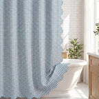 HunnmingRe Ruffle Hem Gingham Shower Curtain Taupe