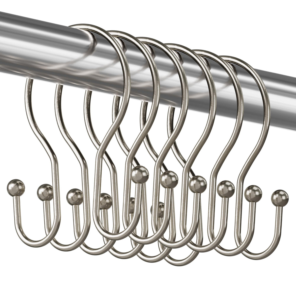 Titanker Shower Curtain Hooks Rings, Rust-Resistant Metal Double Glide Shower Hooks for Bathroom Shower Rods Curtains, Set of 12 Hooks - Bronze