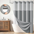 BTTN Cream Ringless Linen Textured Shower Curtain with Snap in Liner, 72x75