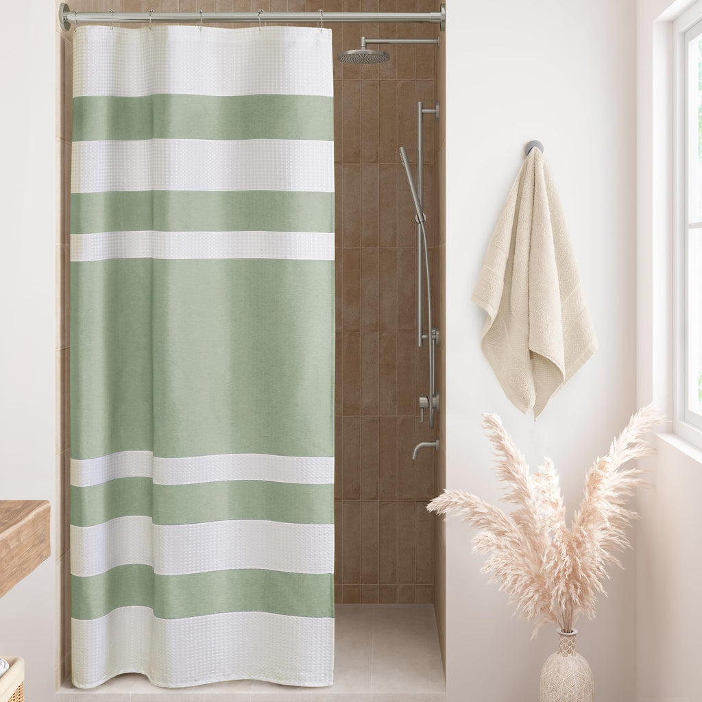 Madison Park Spa Waffle Shower Curtain for Bathroom, 72 x 72, Grey