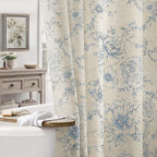 Farmhouse Floral Vintage Shower Curtain for Bathroom, Black and Tan Taupe