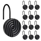 Square Shower Curtain Hooks, Decorative Bathroom Curtain Rings, Black