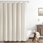 Naturoom Linen Shower Curtain 72 Inch Long for Bathroom Beige 1 Panel