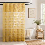 Ivory Lace Shower Curtain 72x72, Vintage Shabby Chic with Attached Valance