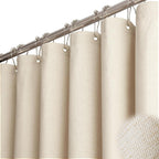 BTTN Beige Linen Textured Waterproof Cloth Shower Curtain Set, 72x72, Cream