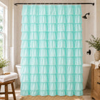 White Ruffle Shower Curtain for Bathroom,72 x 72 Inches, Farmhouse Style